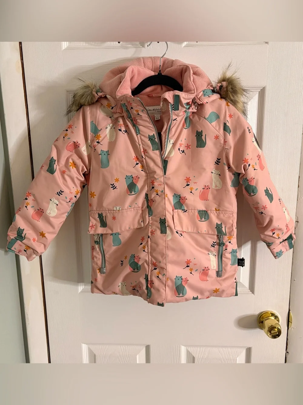 Children’s Girls Deux par Deux Winter Snow Jacket Printed Novelty Cats Sz 6
